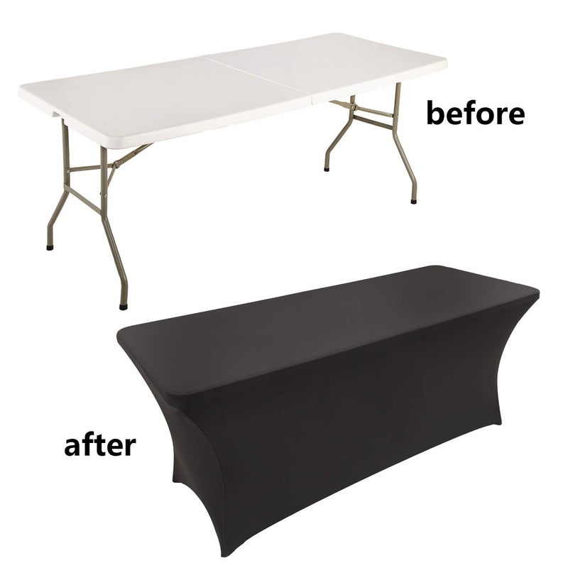 LZY Spandex Fitted Stretch Table Cover for 6 ft or 4ft or 8ft Folding Table, Rectangular Cocktail Tablecloth, Perfect for Party or Banquet (6FT Black) - Image 4